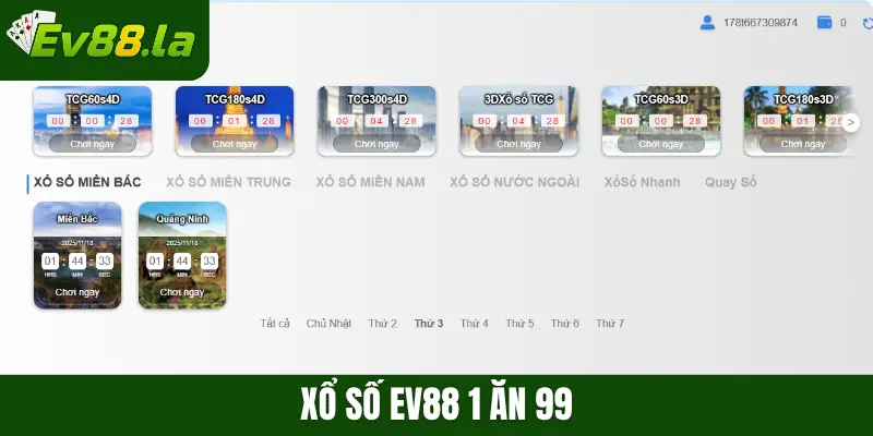 Xổ số Ev88 1 ăn 99